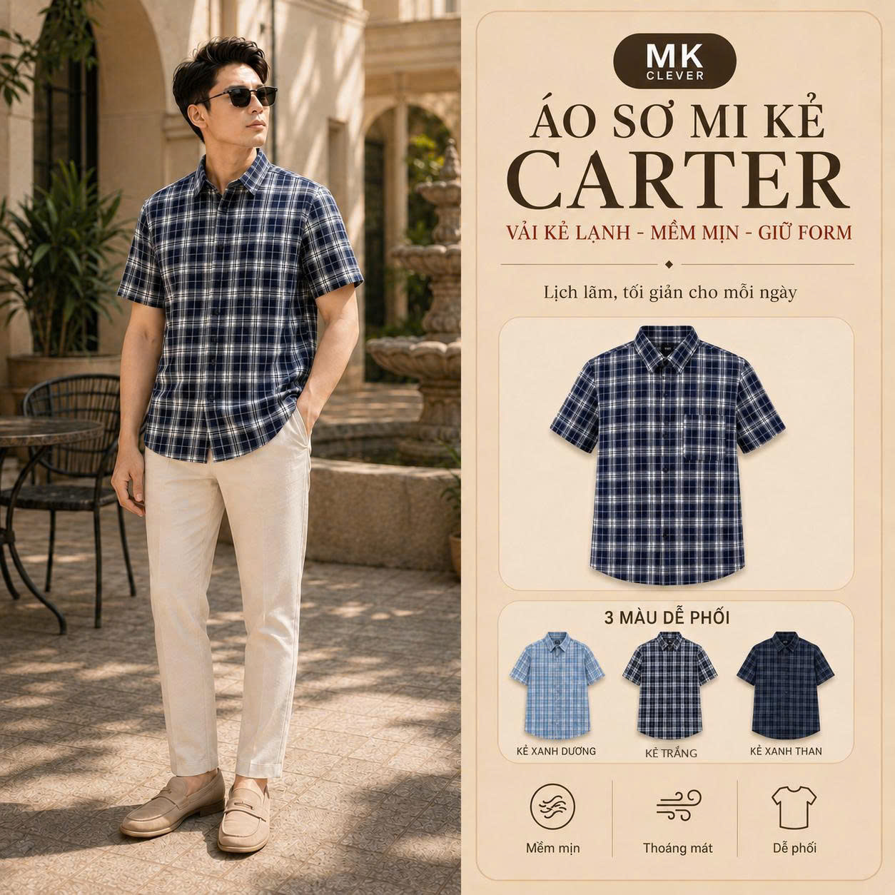 MK - Áo sơ mi cổ Đức Carter