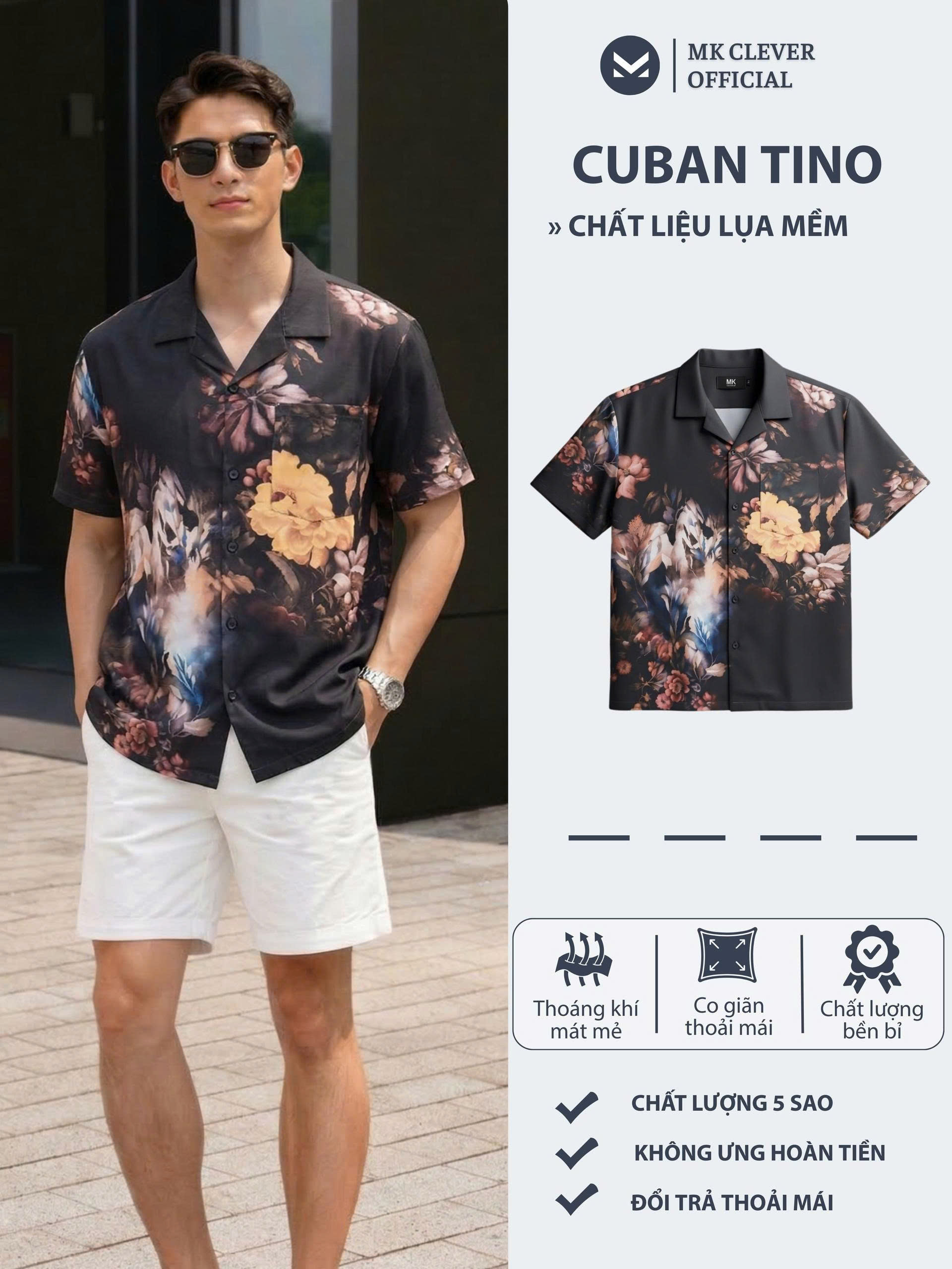 MK - Sơ mi cuban Tino - Lụa