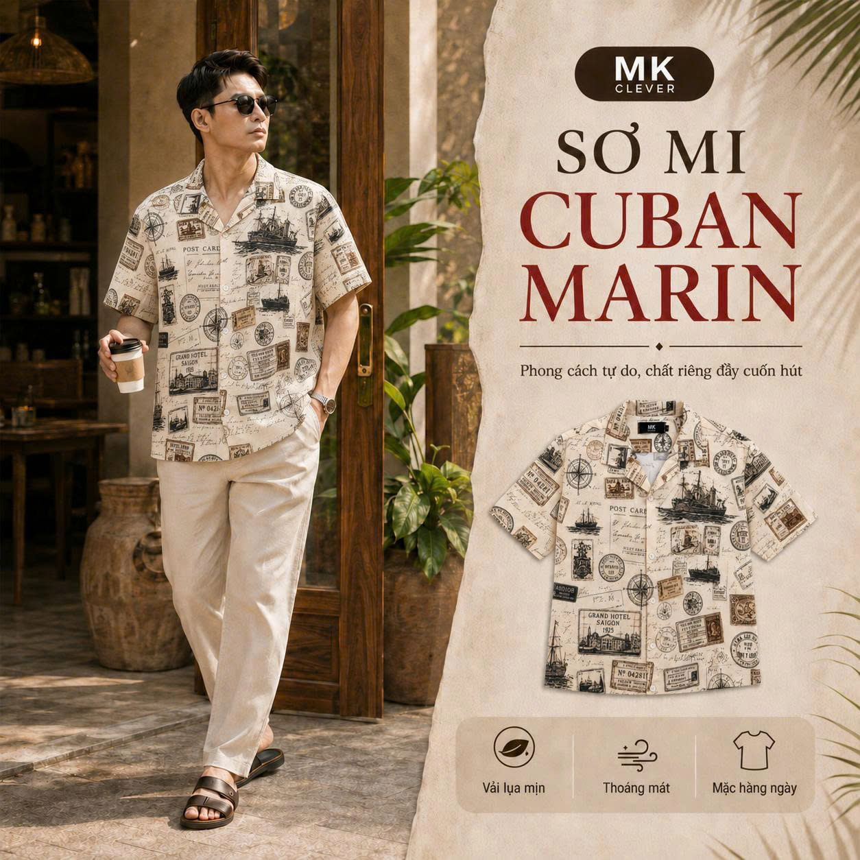 MK - Sơ mi cuban lụa Panal