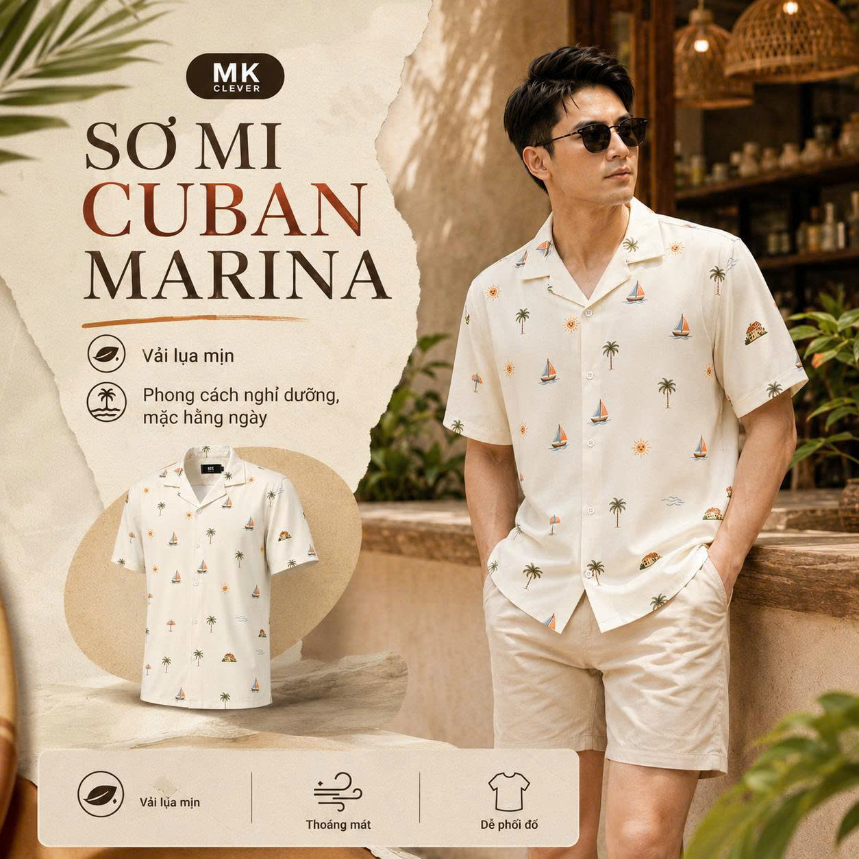 MK - Sơ mi cuban lụa Marina