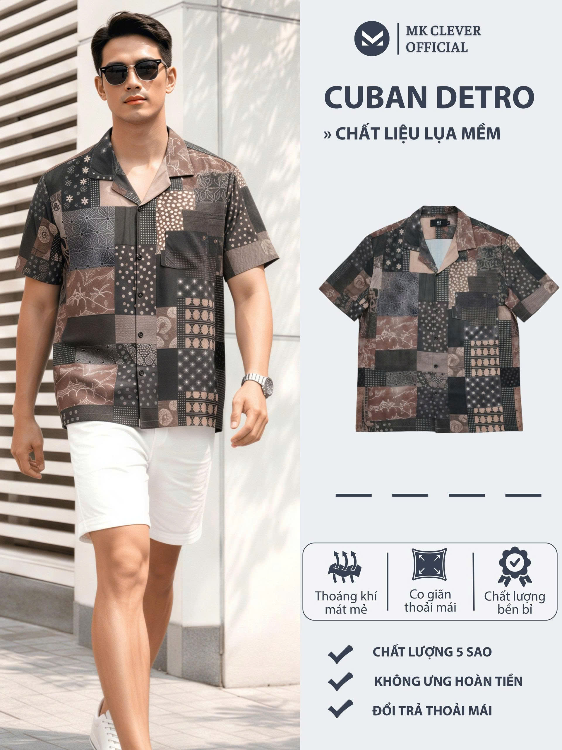 MK - Sơ mi lụa hàn Detro