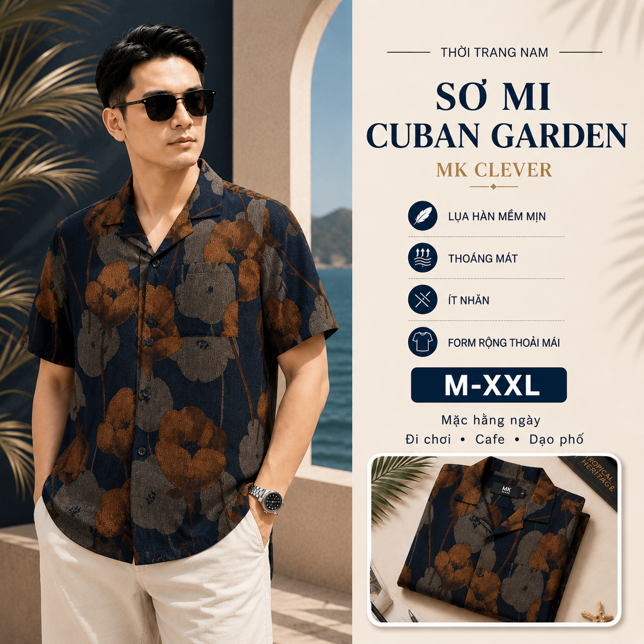 MK - Sơ mi lụa hàn Garden