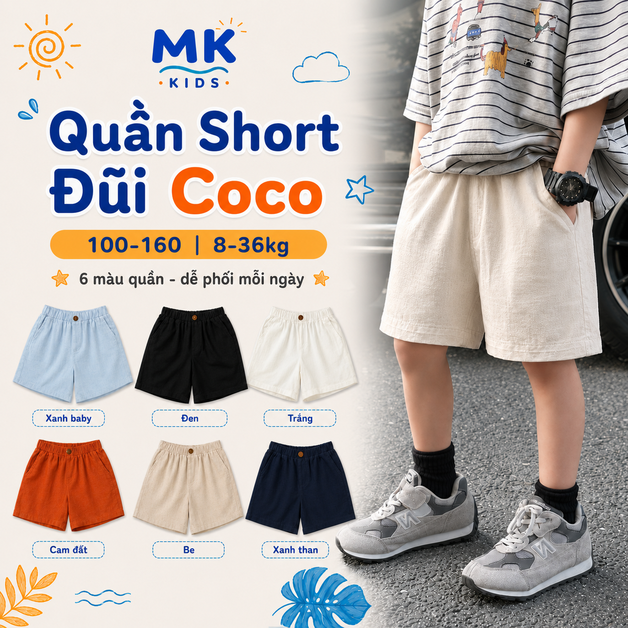 Quần short đũi bé trai Coco