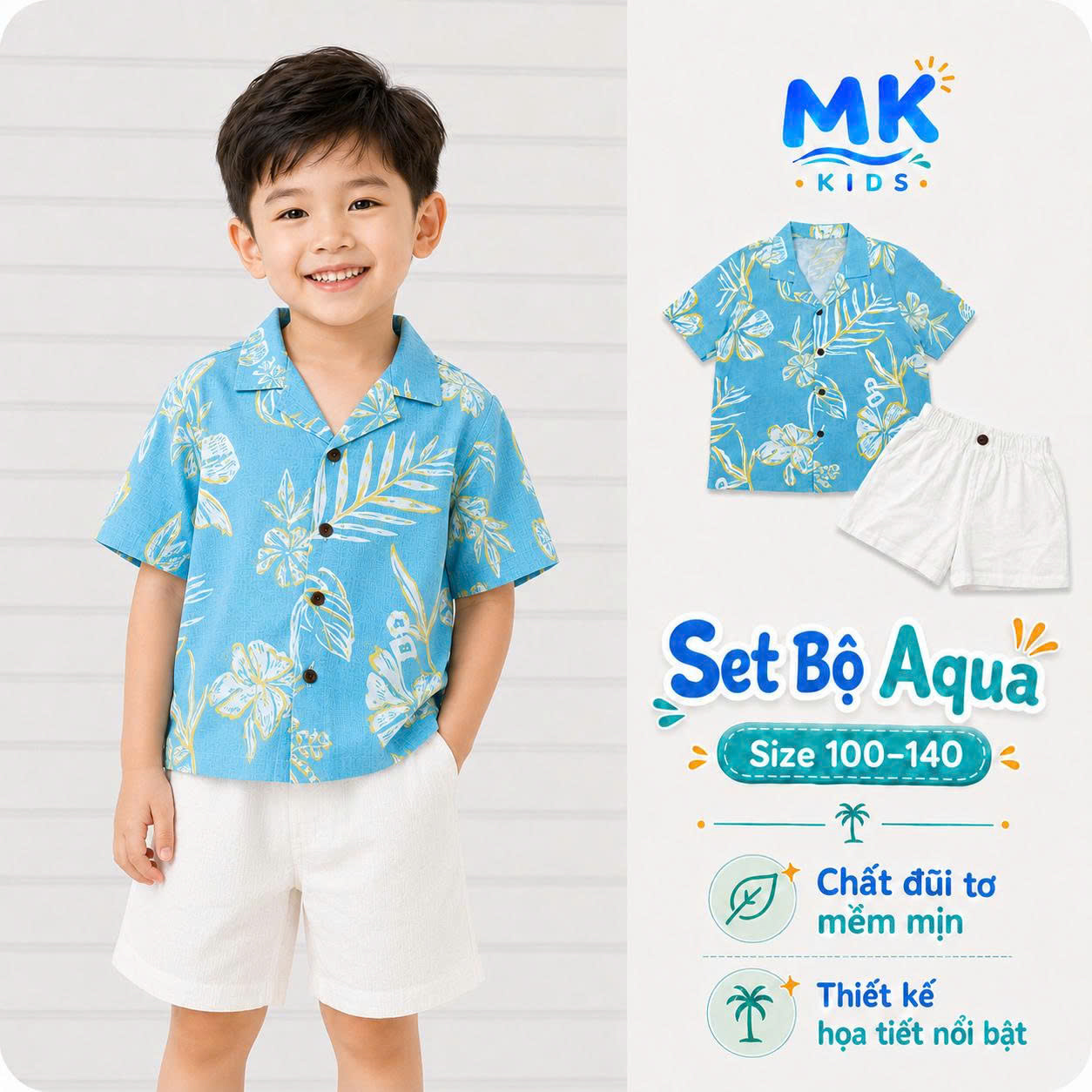 Set bộ đũi bé trai Aqua
