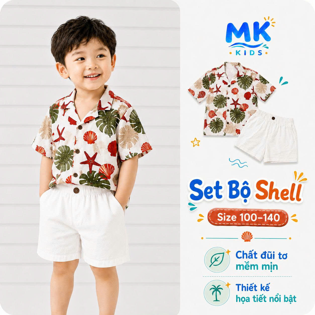 Set bộ đũi bé trai Shell