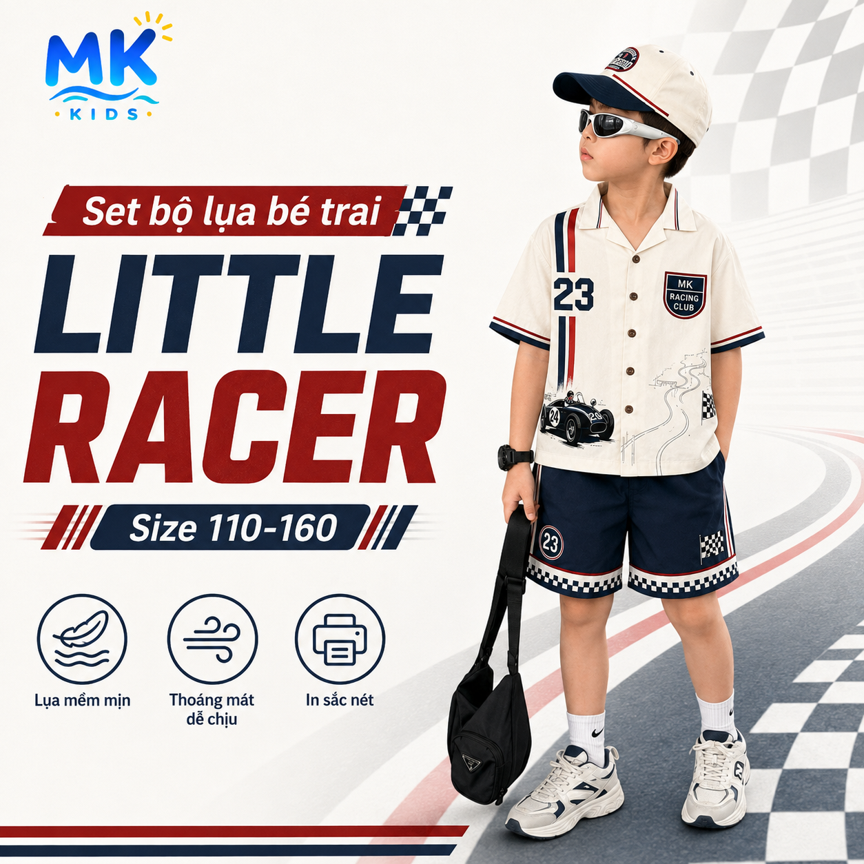 Set bộ lụa bé trai Little Racer MK KIDS