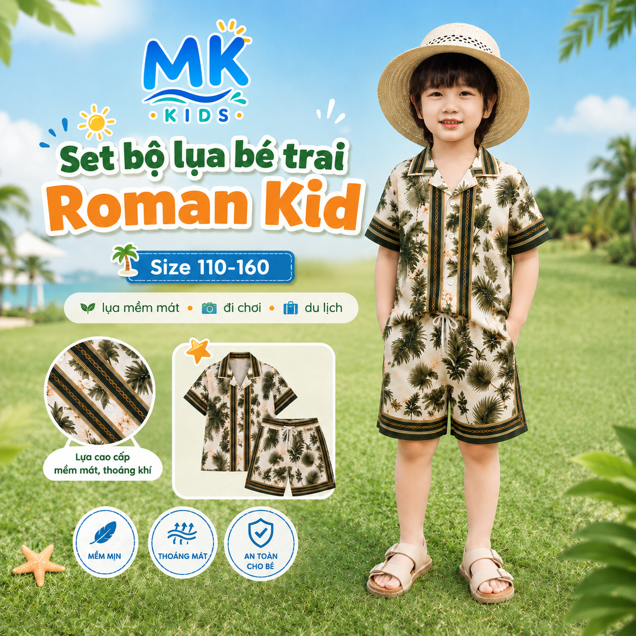 Set bộ lụa bé trai Roman Kid