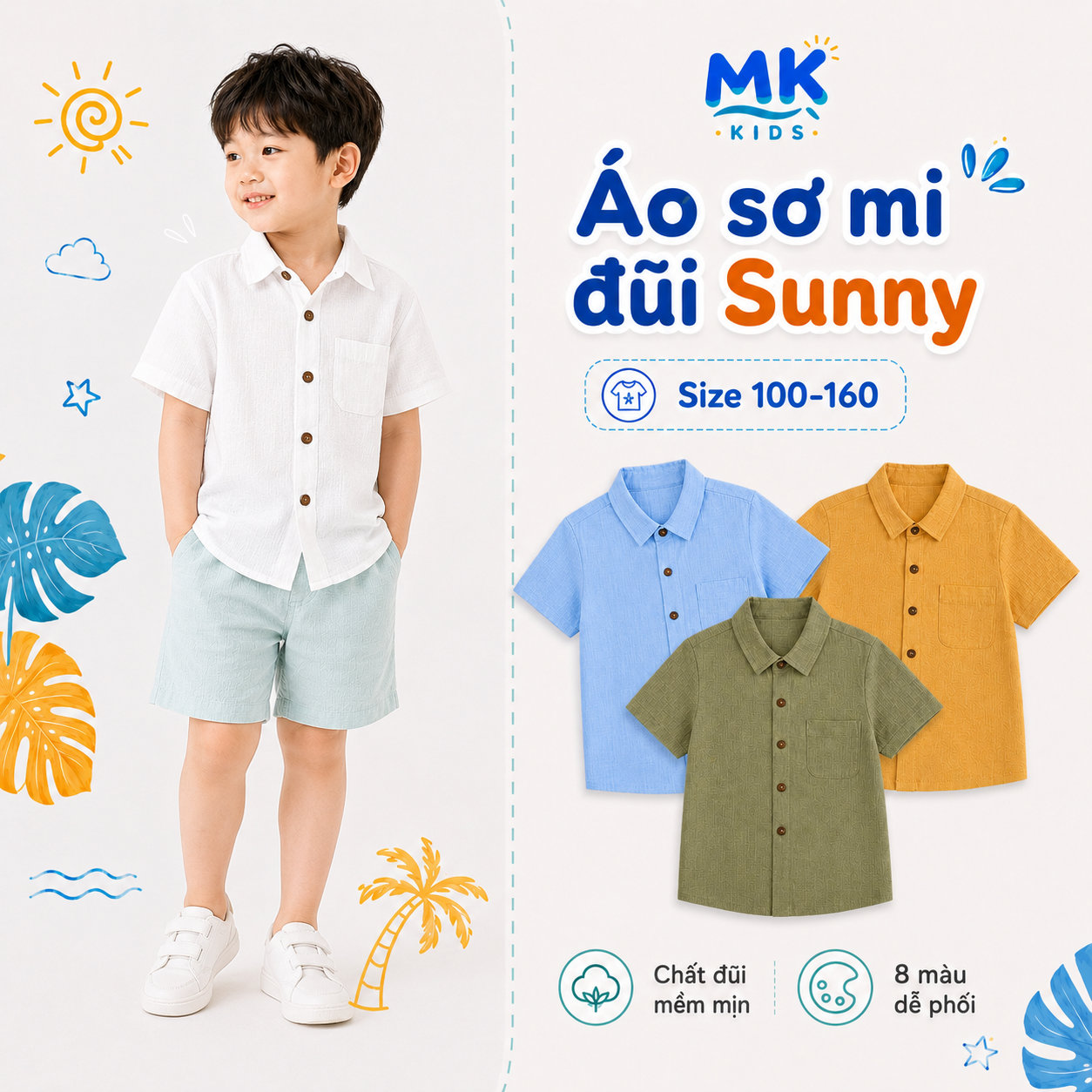 Sơ mi đũi bé trai Sunny
