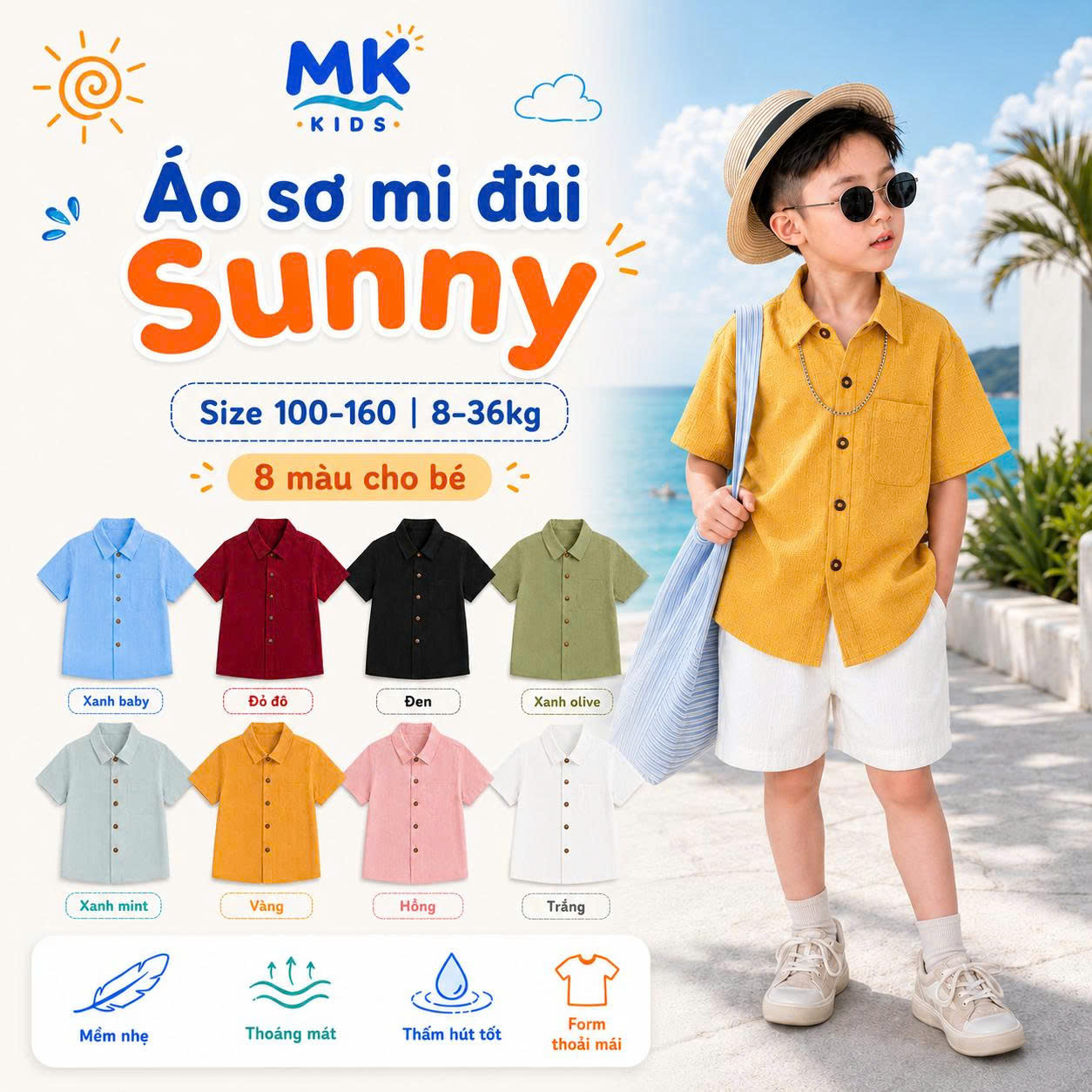 Sơ mi đũi bé trai Sunny