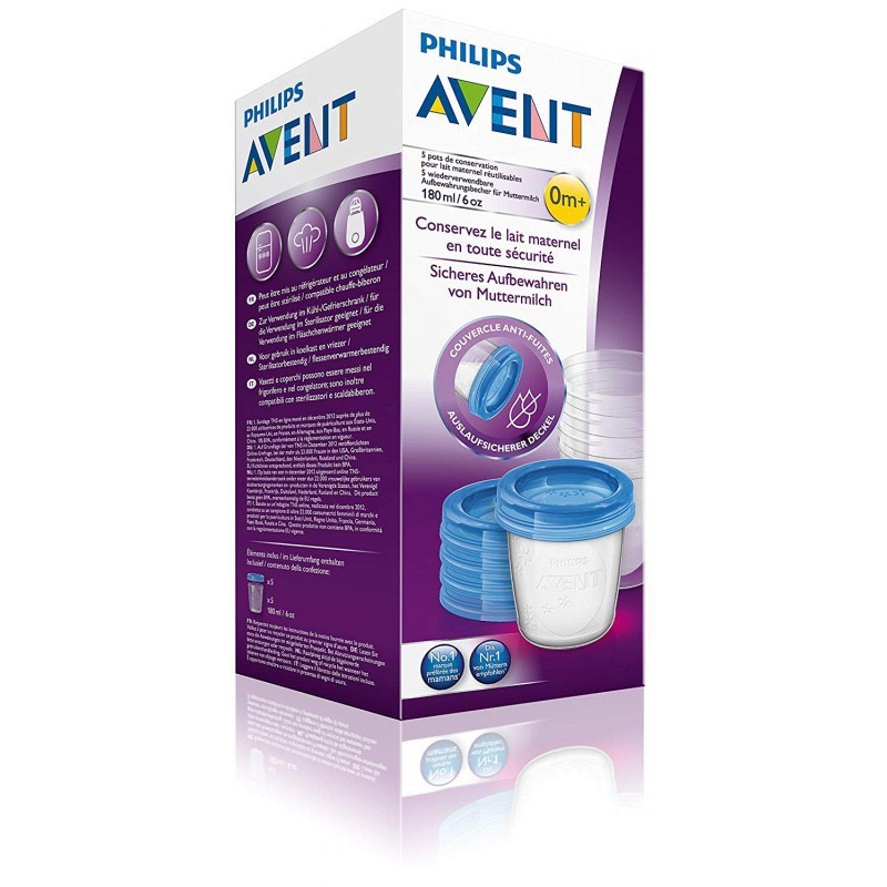 Cốc trữ sữa Philips Avent bằng nhựa 5ly/10ly - 5 cốc