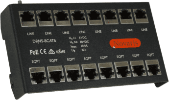 J341-6 Novaris DRJ45-8CAT6 8 Port, RJ45 Connectors, CAT6 and POE DIN mountable