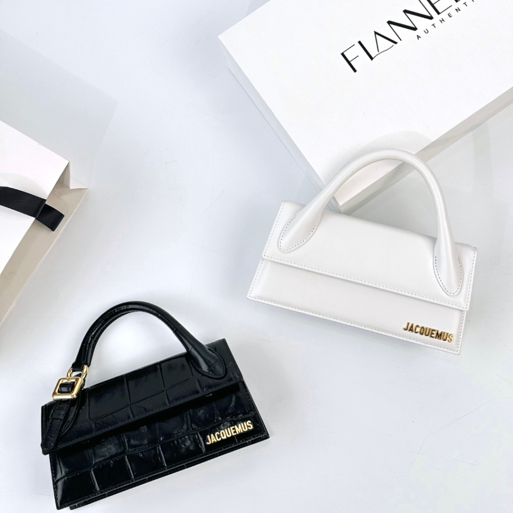 Túi Jacquemus Le Chiquito Long Croc Embossed Leather in White