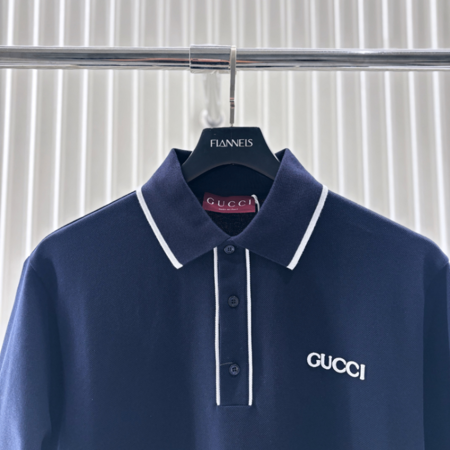 Áo Polo Gucci Blue Navy With Logo Embroidered 806250 XJG3G 4003