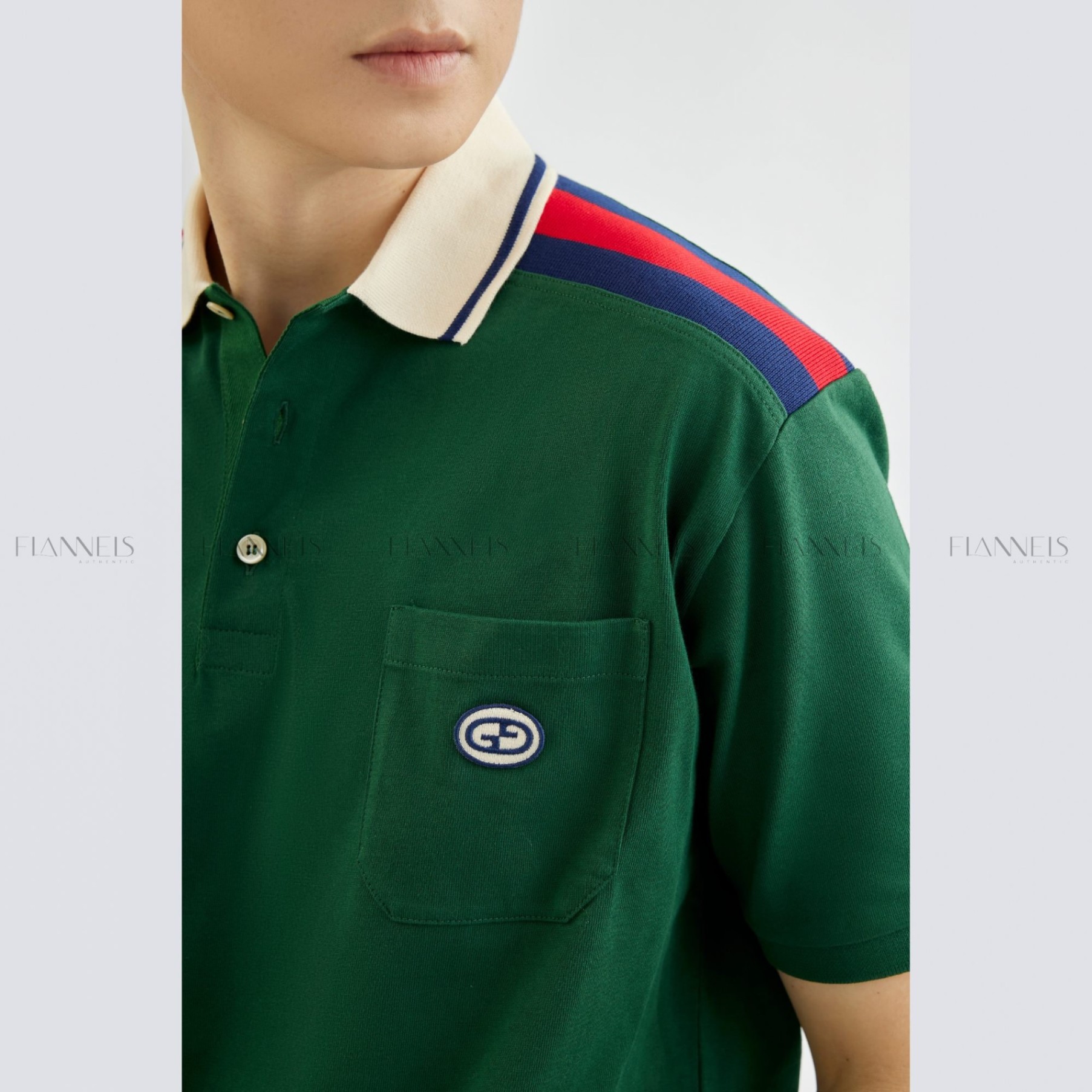 Áo Polo Gucci Green Heavy Cotton Interlocking G - 737656 XJF4V 3754