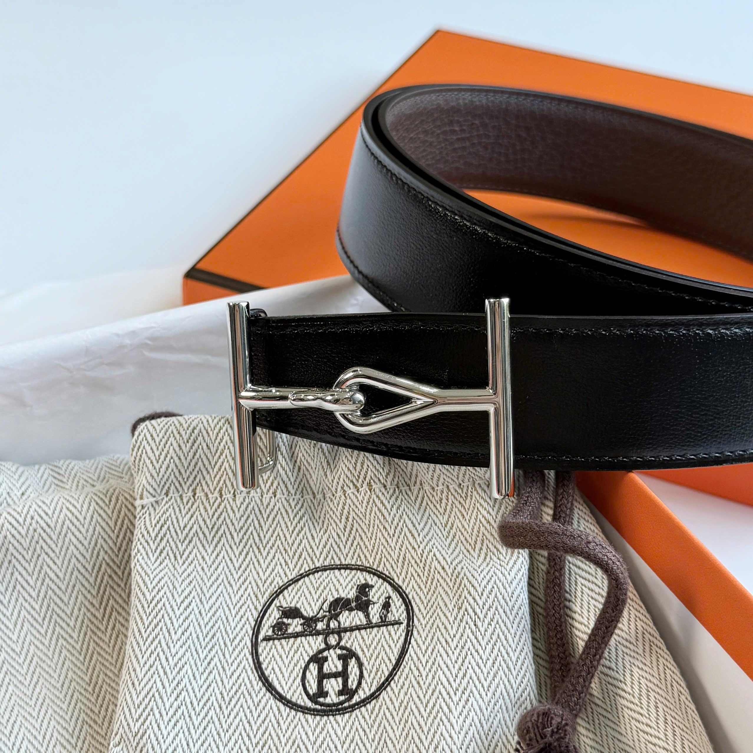 HERMES D\'ANCRE BELT & REVERSIBLE LEATHER - STRAP 32 MM Hermes Chaine D main image 2