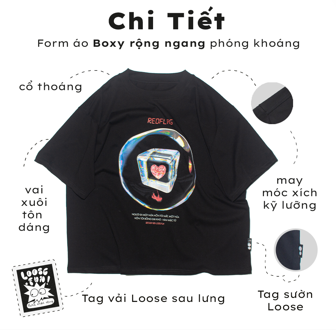Áo Thun Đen Red Flag Loose.fun