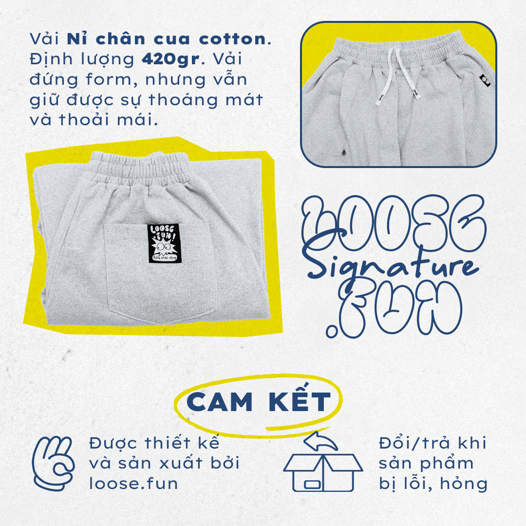 Quần Dài Sweatpants Loose.Fun Màu Xám Tiêu