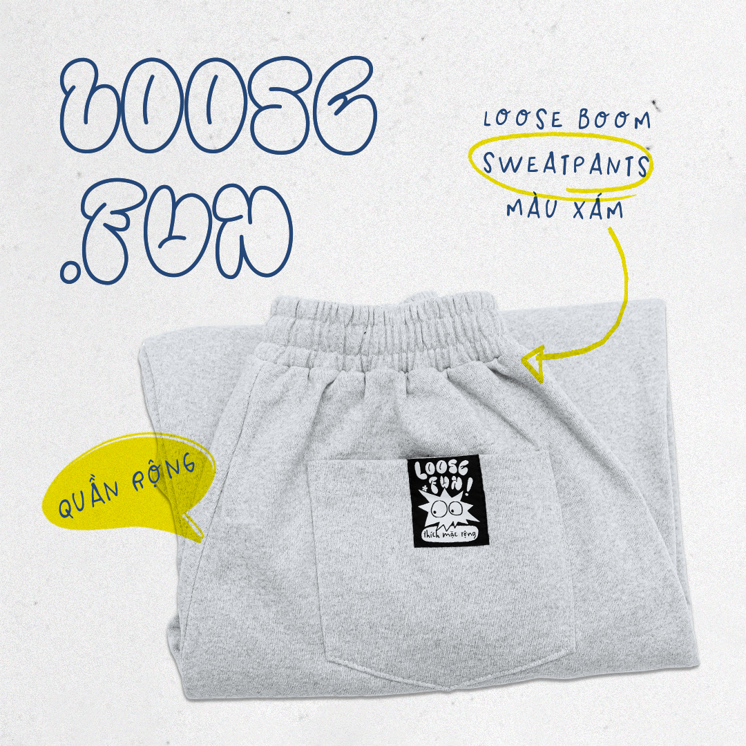 Quần Dài Sweatpants Loose.Fun Màu Xám Tiêu