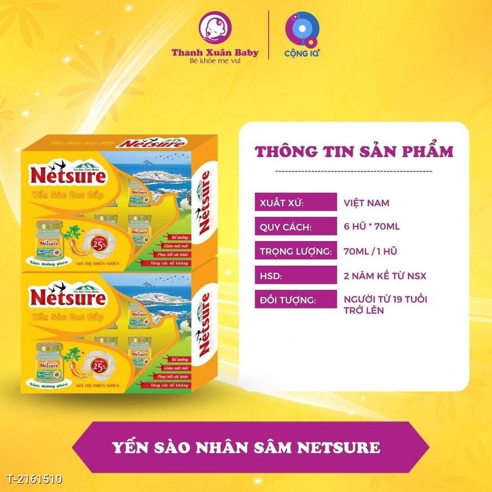 Hộp 6 hũ yến sào Netsure bổ dưỡng phục hồi sức khỏe (15% yến) lọ 70ml - Thanh Xuân Baby