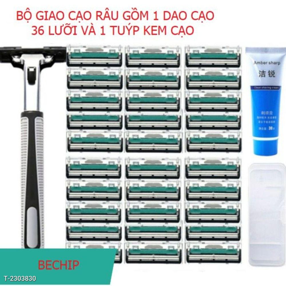 BỘ DAO CẠO RÂU GỒM 1 DAO CẠO, 36 LƯỠI DAO VÀ 1 TUÝP KEM CẠO CTB583 - BECHIP