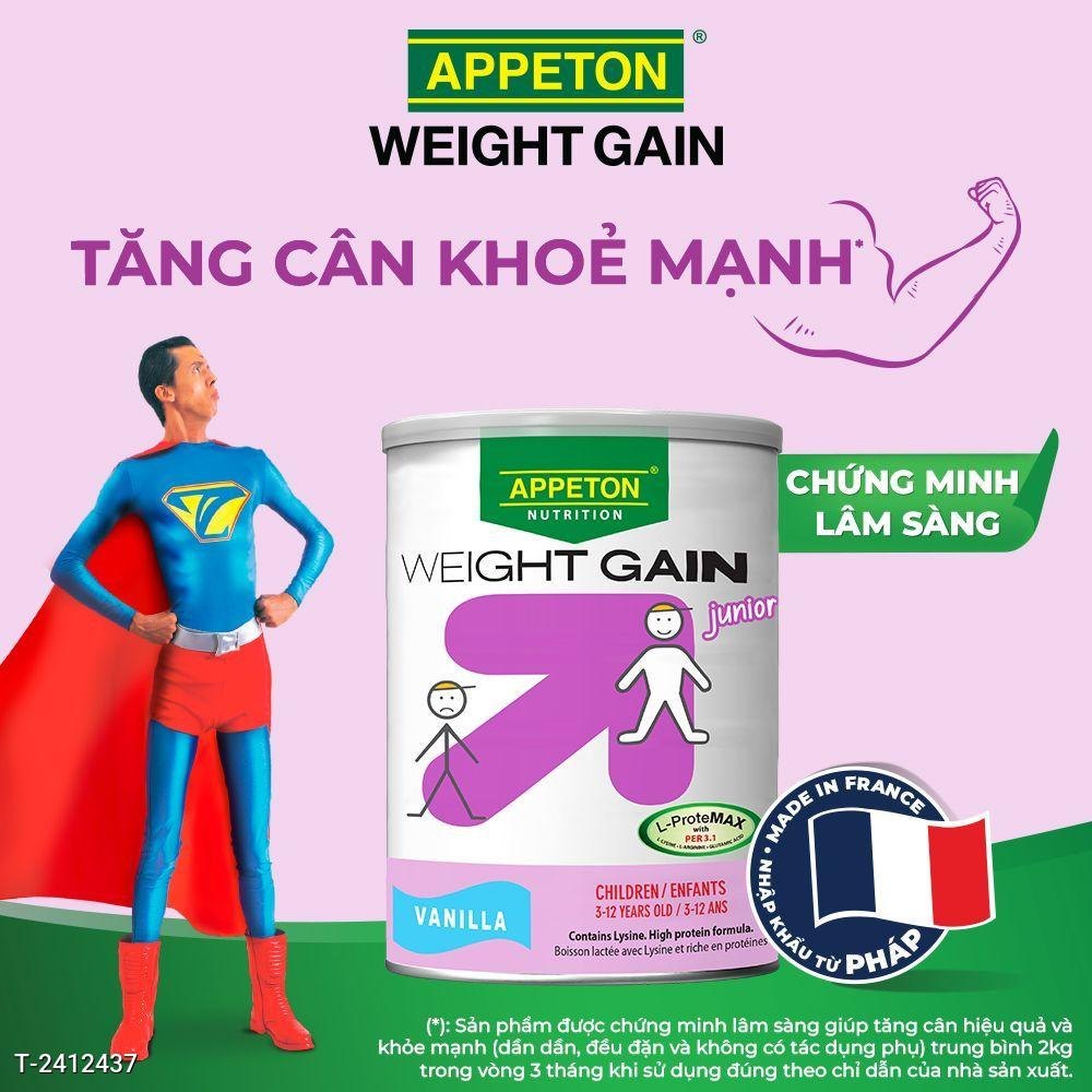 [Tặng 1 bình nước] Combo 2 lon Sữa Tăng Cân Appeton Weight Gain Junior cho Trẻ Em hương Vanila - Lon 450g