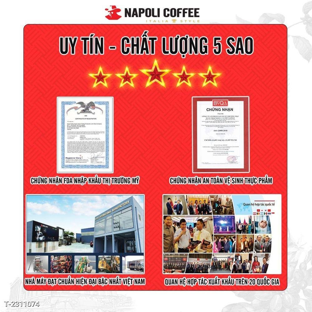 Cà phê hòa tan đen đá nguyên chất 2in1 bổ sung Nấm Linh Chi và Đông trùng hạ thảo Napoli Coffee hộp 10 gói x 16g