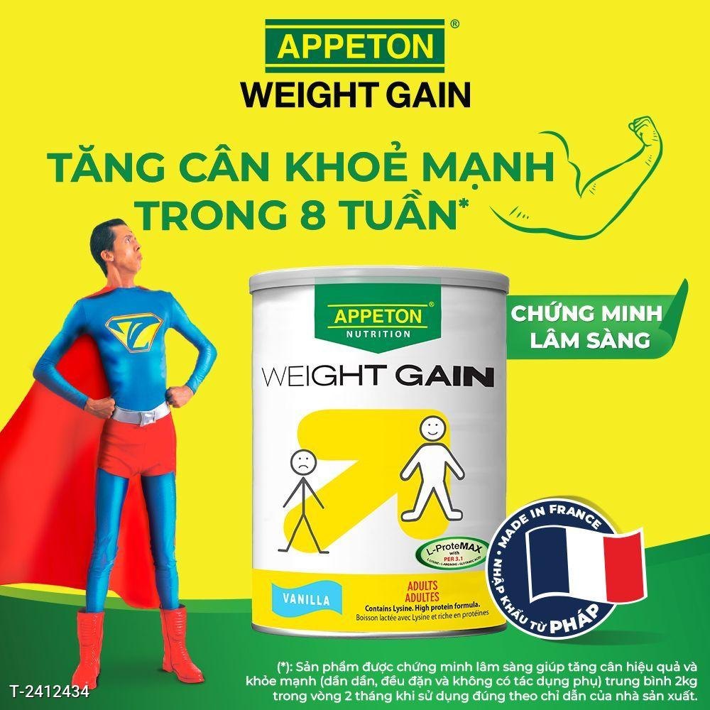 [Tặng 1 bình nước và 1 cân điện tử] Combo 6 lon Sữa Tăng Cân Appeton Weight Gain hương Vani - Lon 450g