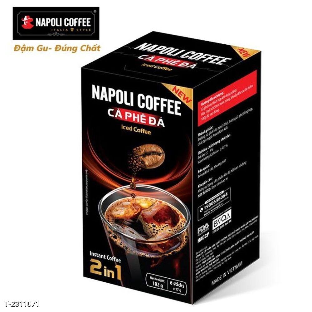 Cà phê hòa tan đen đá 2in1 Napoli Coffee hộp nhỏ 6 gói x 17g