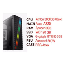 PC AMD Athlon 3000G0 3.5 GHz/Main A320/Ram 8G/Vga 1030-2G/SSD 120G/PSU 500W/Case RBG Aerocol