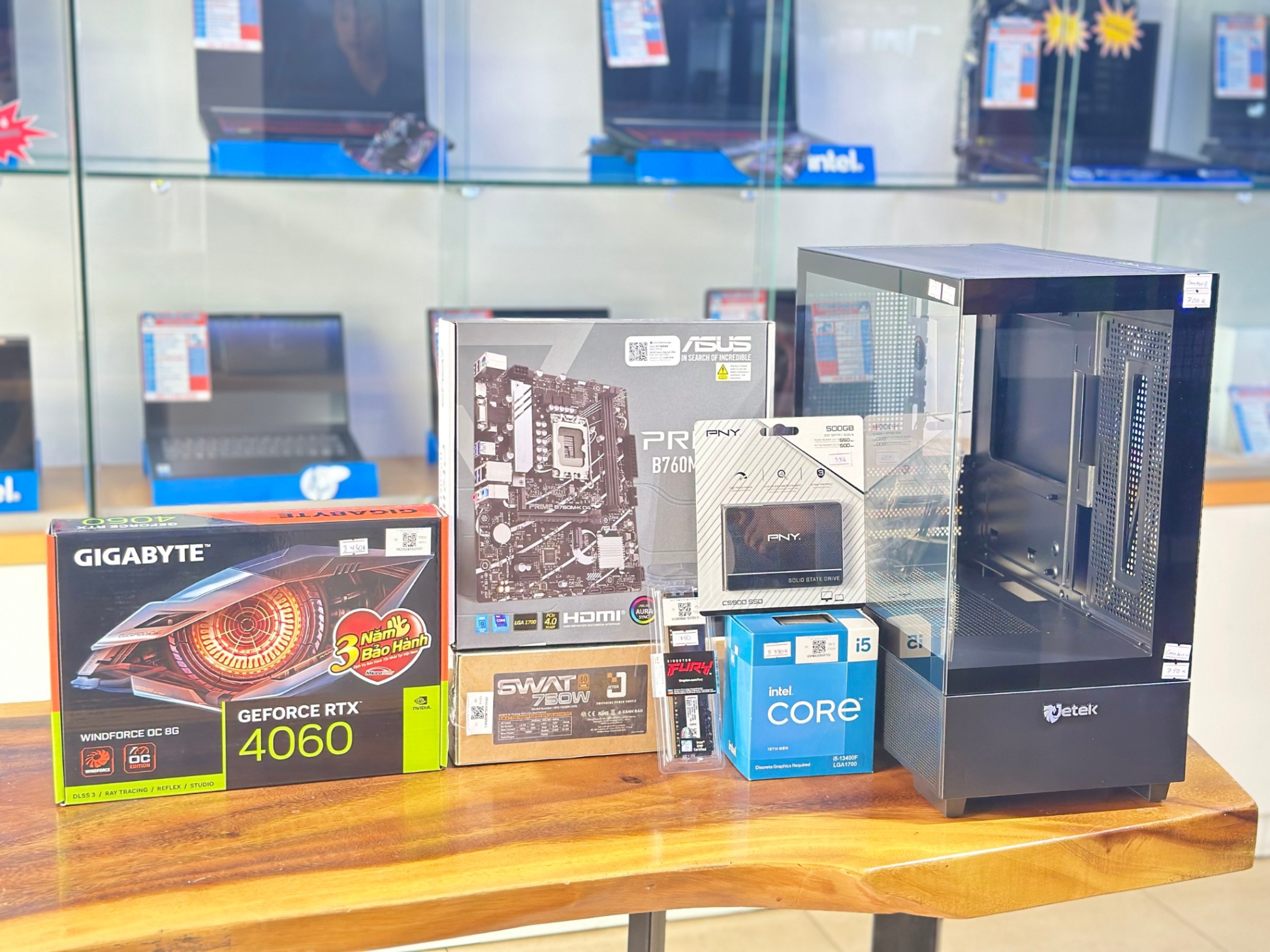 PC MQGA7 core i5 13400F/B760/16GB/SSD512/RTX4060 8GB/Case Combat/P750/5Fan/HUB/Tản khí cr1000