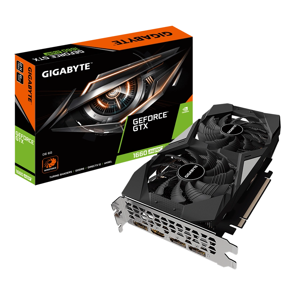 VGA Gigabyte 1660 Super D6 6G 2 Fan ( 3x DP; 1xHDMI)