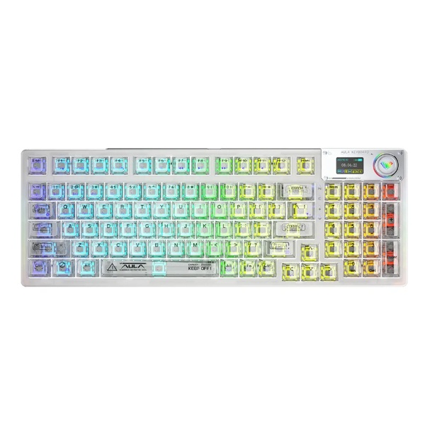 Keyboard cơ AULA F98 Pro Trắng trong suốt/ 3 Mode / Ice Crystal Switch