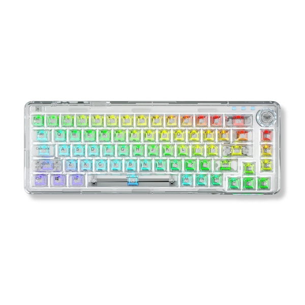 Keyboard cơ AULA F68 Trắng trong suốt/ 3 Mode / Ice Crystal Switch