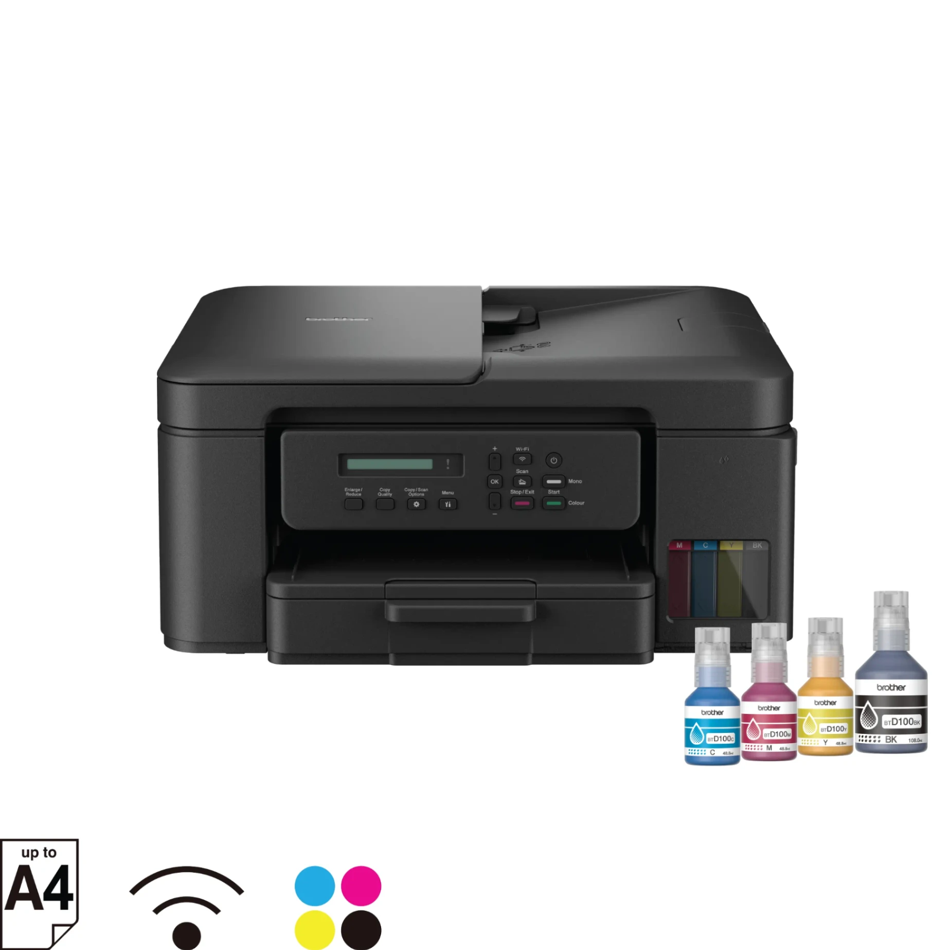 Printer Brother DCP-T730DW / in phun màu đa năng / in 2 mặt / wifi /A4 (BTD100BK, BTD100 C/M/Y)