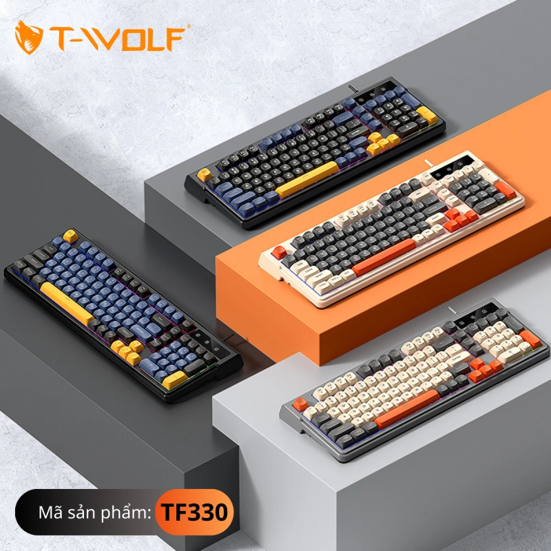 Combo Keyboard + Mouse T-Wolft TF330 / Led/ Dây USB/ Black+ Gray