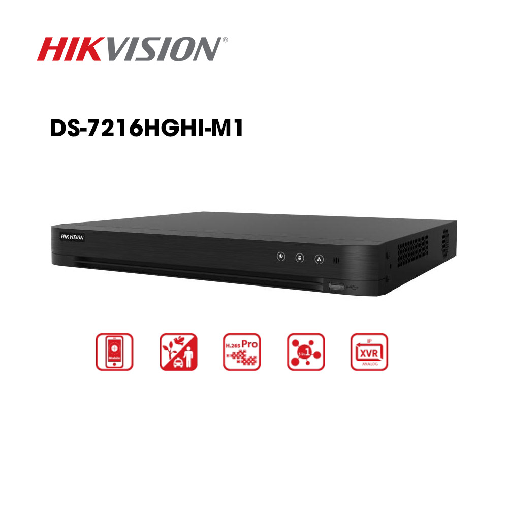 Đầu ghi HIK 7216HGHI-M1, ( TVI, AHD, CVI, Analog 2MP, IP 5MP, HDMI/VGA, 1 Cổng sata, ổ cứng 10T )