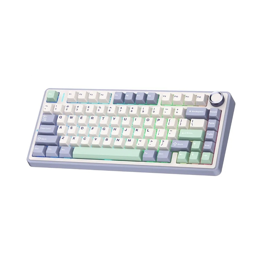 Keyboard cơ AULA F75 Tím nhạt be xanh lá / 3 Mode / Outemu Silent Peach V3 switch