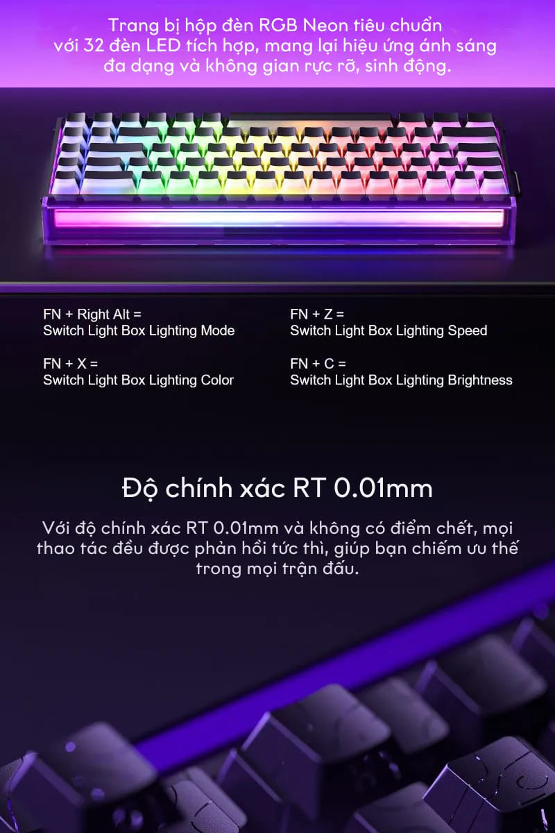 Keyboard cơ AULA HERO68HE đen light house / Dây / Jade King magnetic switch