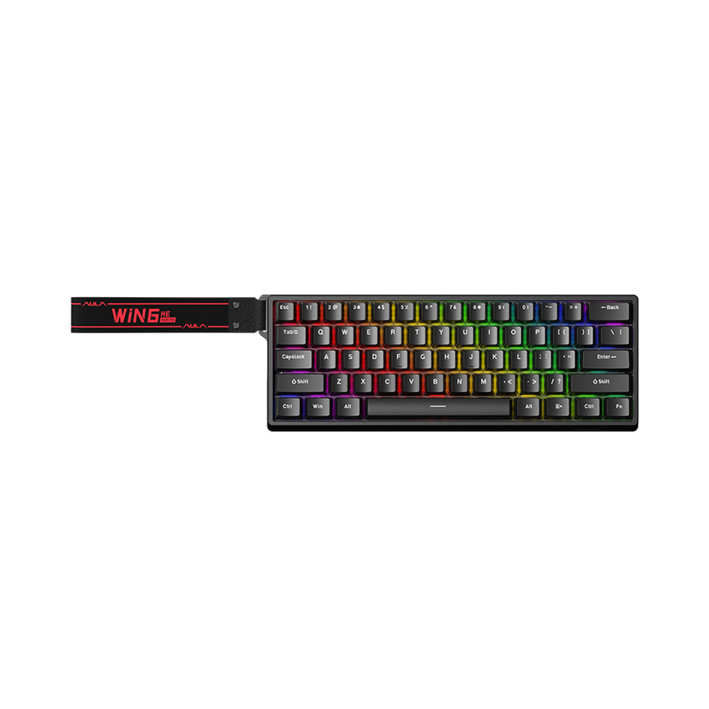 Keyboard cơ AULA WIN68HE ĐEN/ Dây / Gray Wood magnetic switch