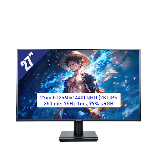 LCD ASUS VA27AQ 27''/ 2K IPS / 75Hz / 1 ms / DP-HDMI-VGA
