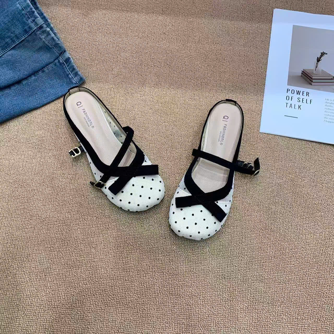 830-62# Sục lưới chấm bi có quai mũi nơ