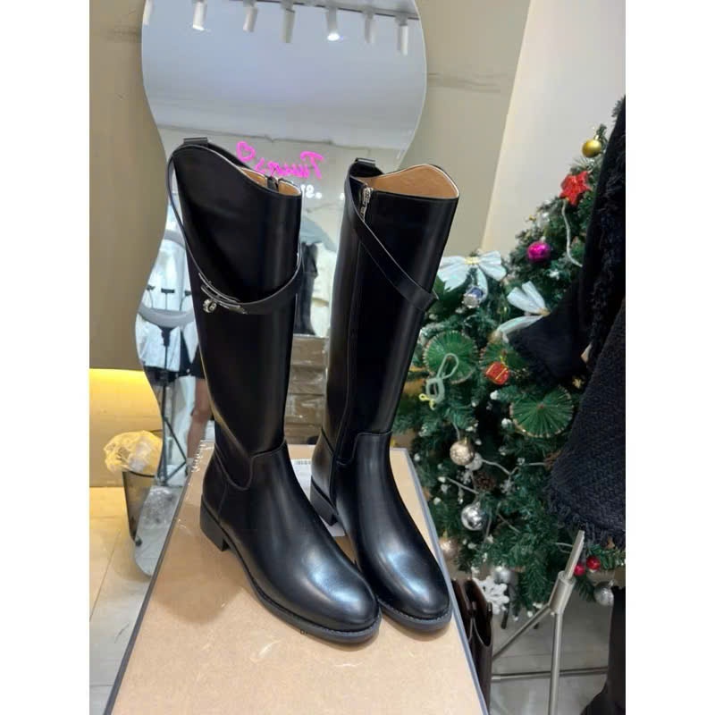 272-6# Boots da trơn khóa kéo có đai fullbox