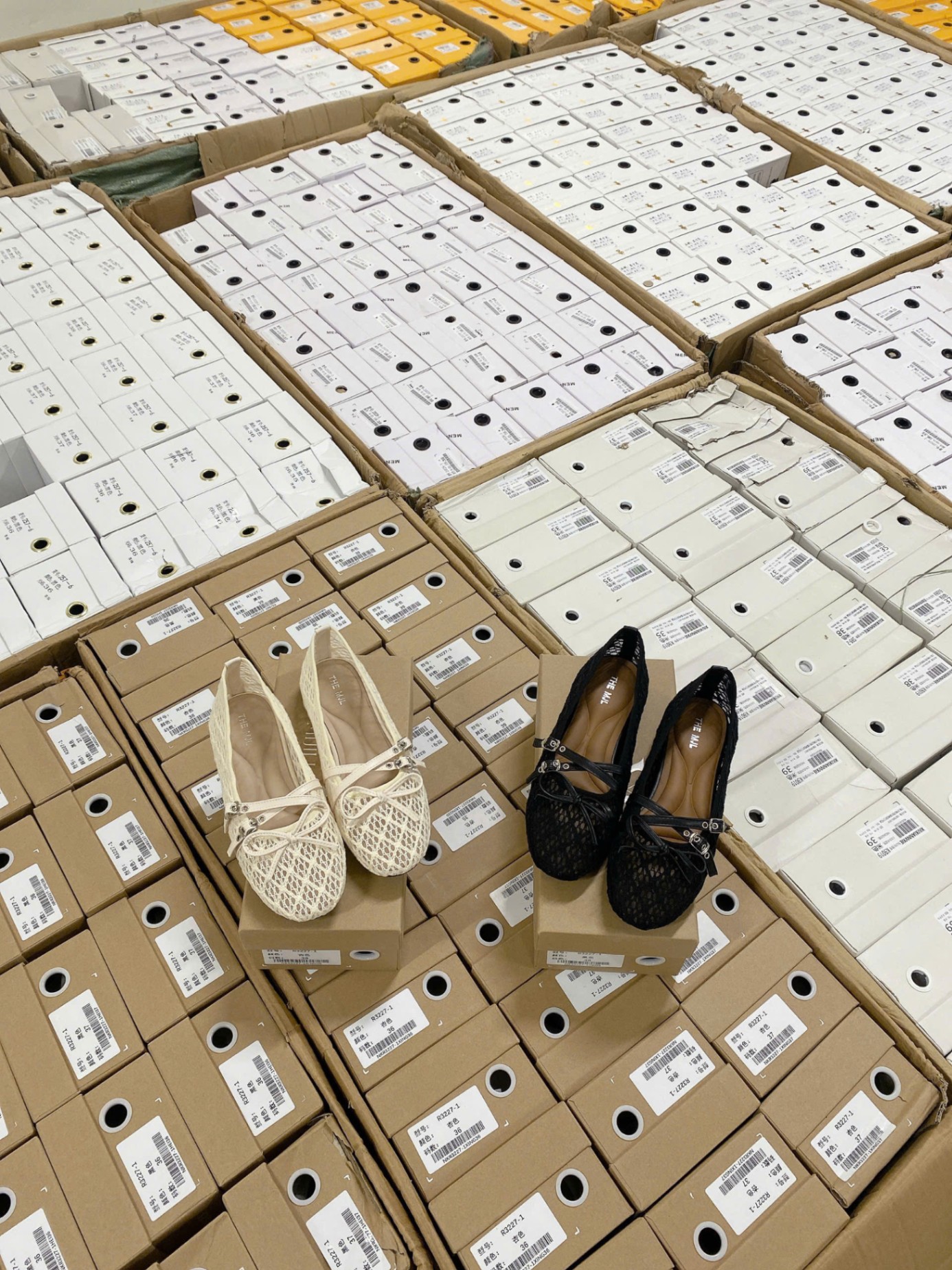 R3227-1# Giày búp bê dạng lưới đính nơ