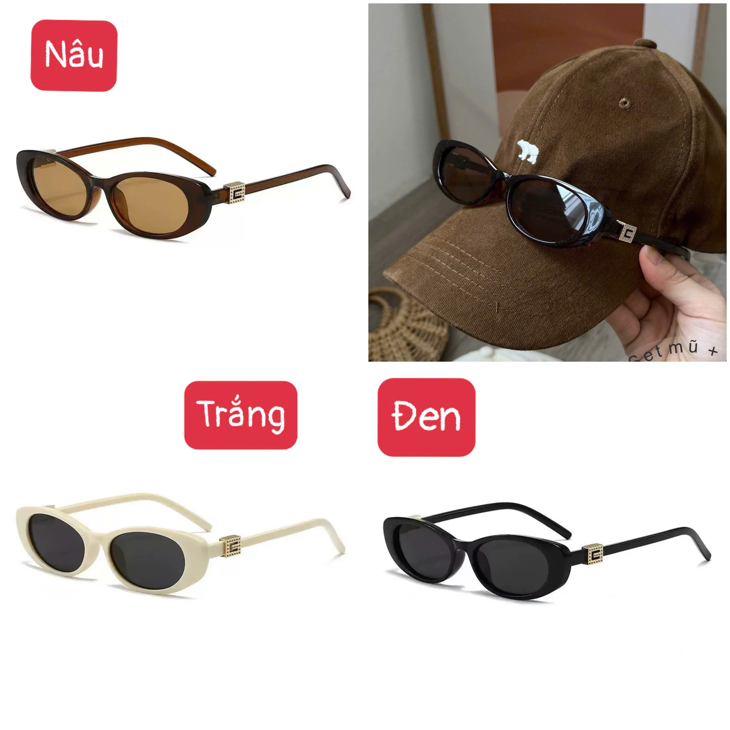 5646# Kính mát gọng nhỏ thời trang 3 màu