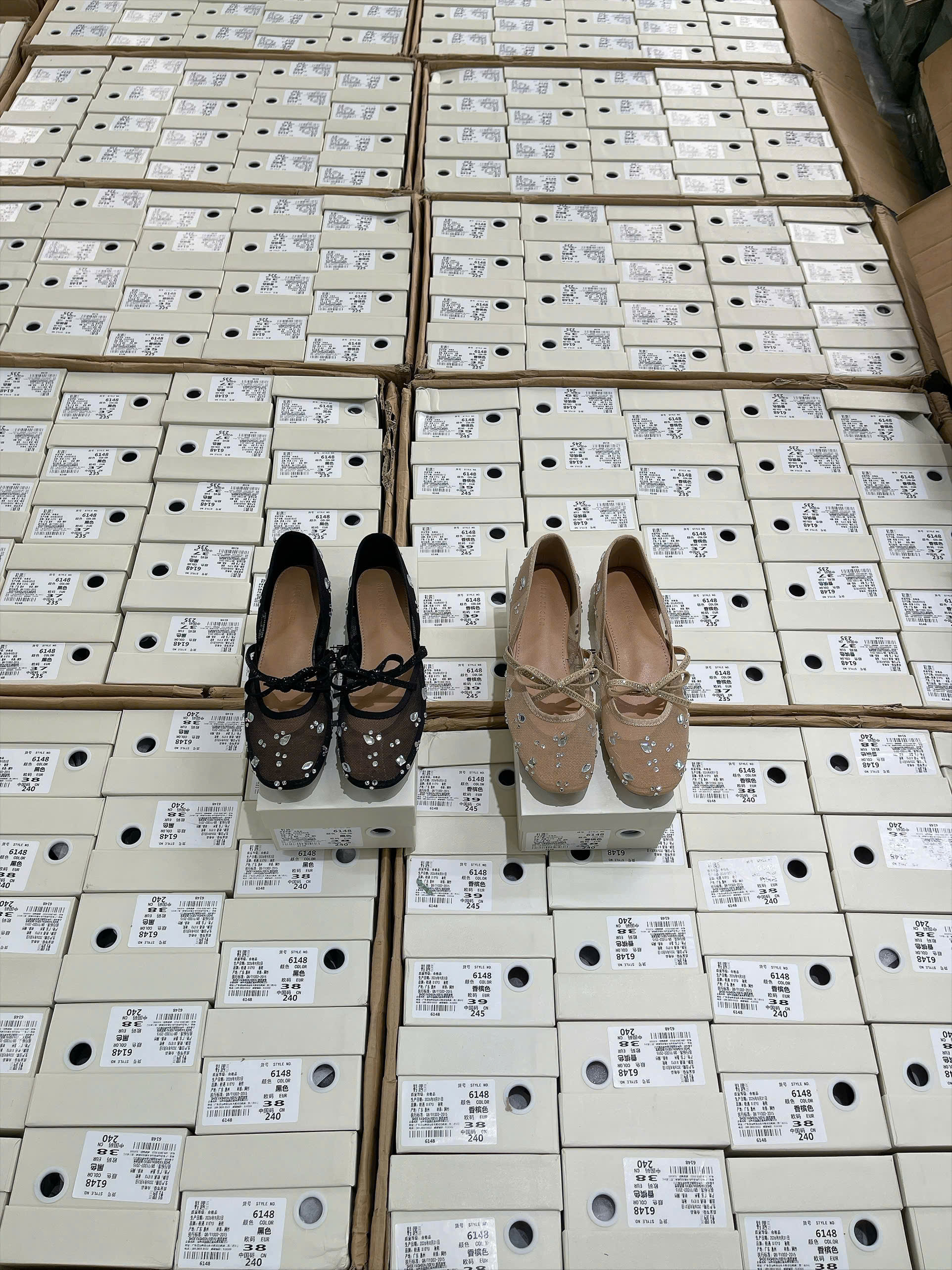 6148# Giày búp bê nơ đính đá