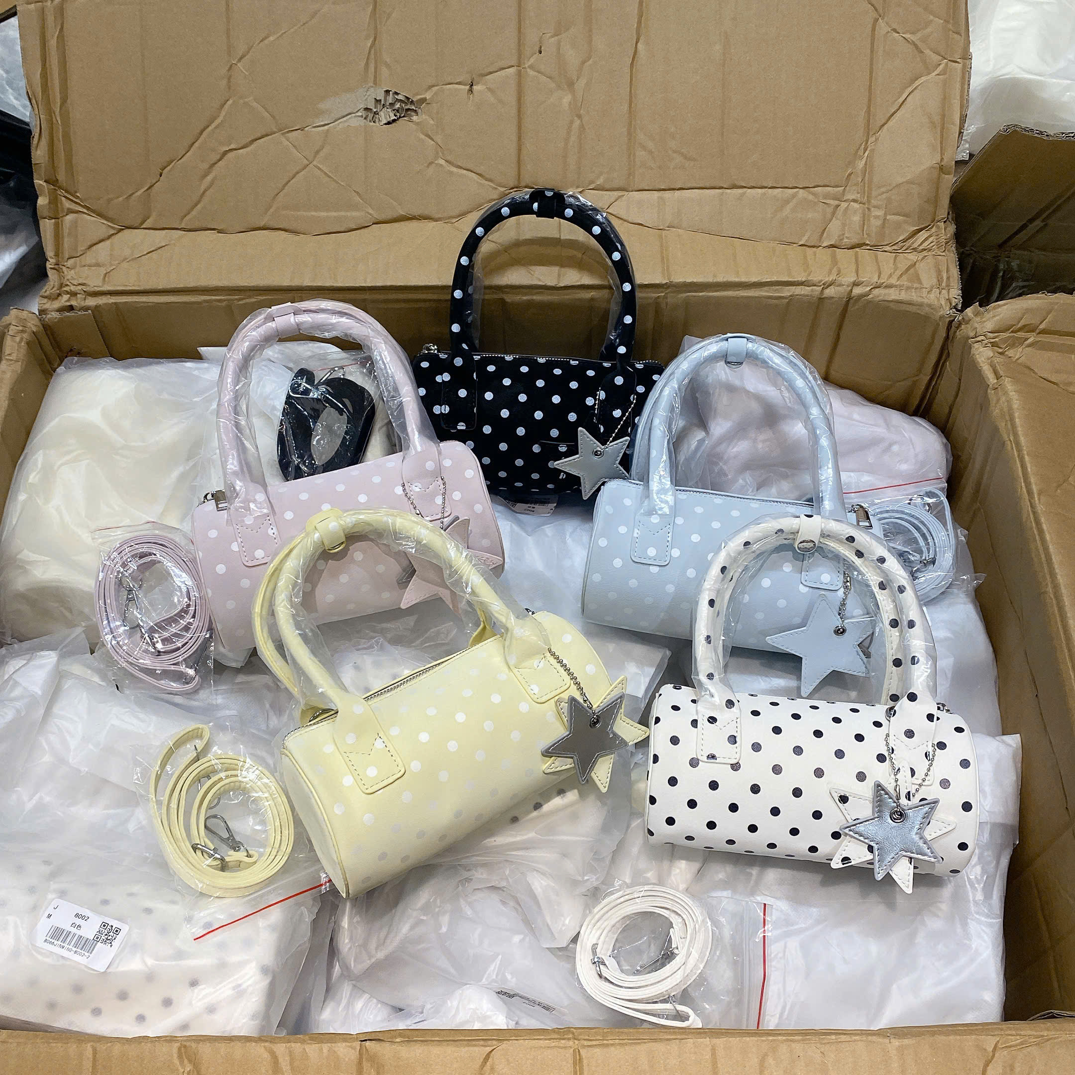 8002# Túi trống chấm bi charm ngôi sao