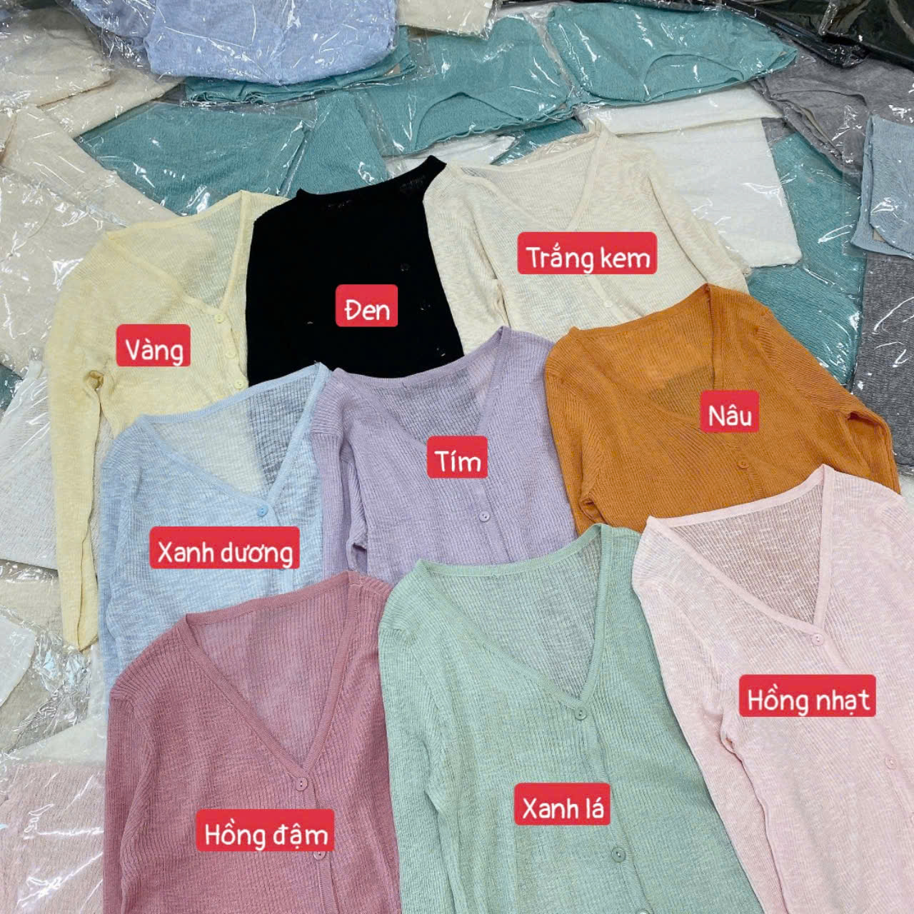 8541# Áo len cổ V dài tay 9 màu