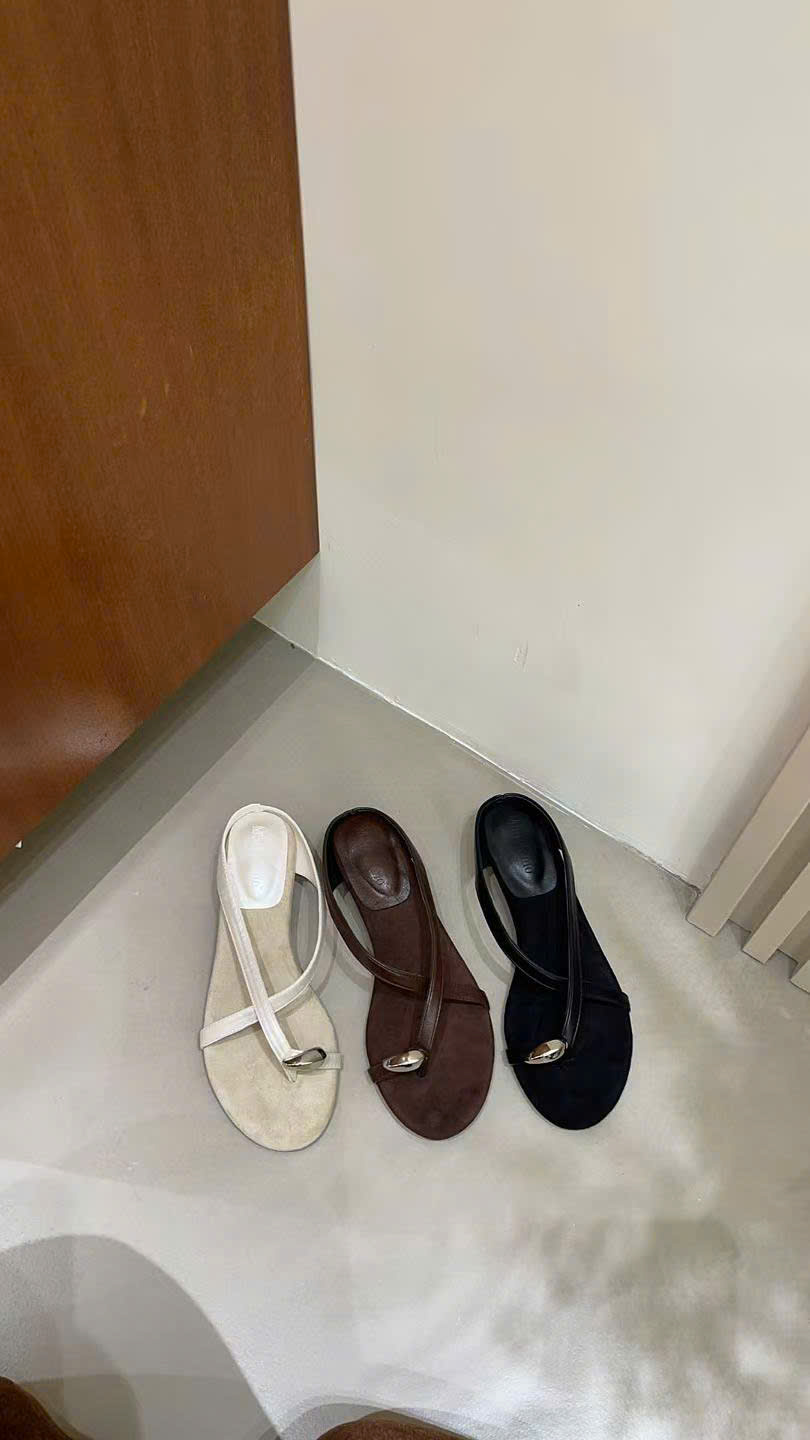 90009#(B68#) Dép sandal xỏ ngón đế da lộn