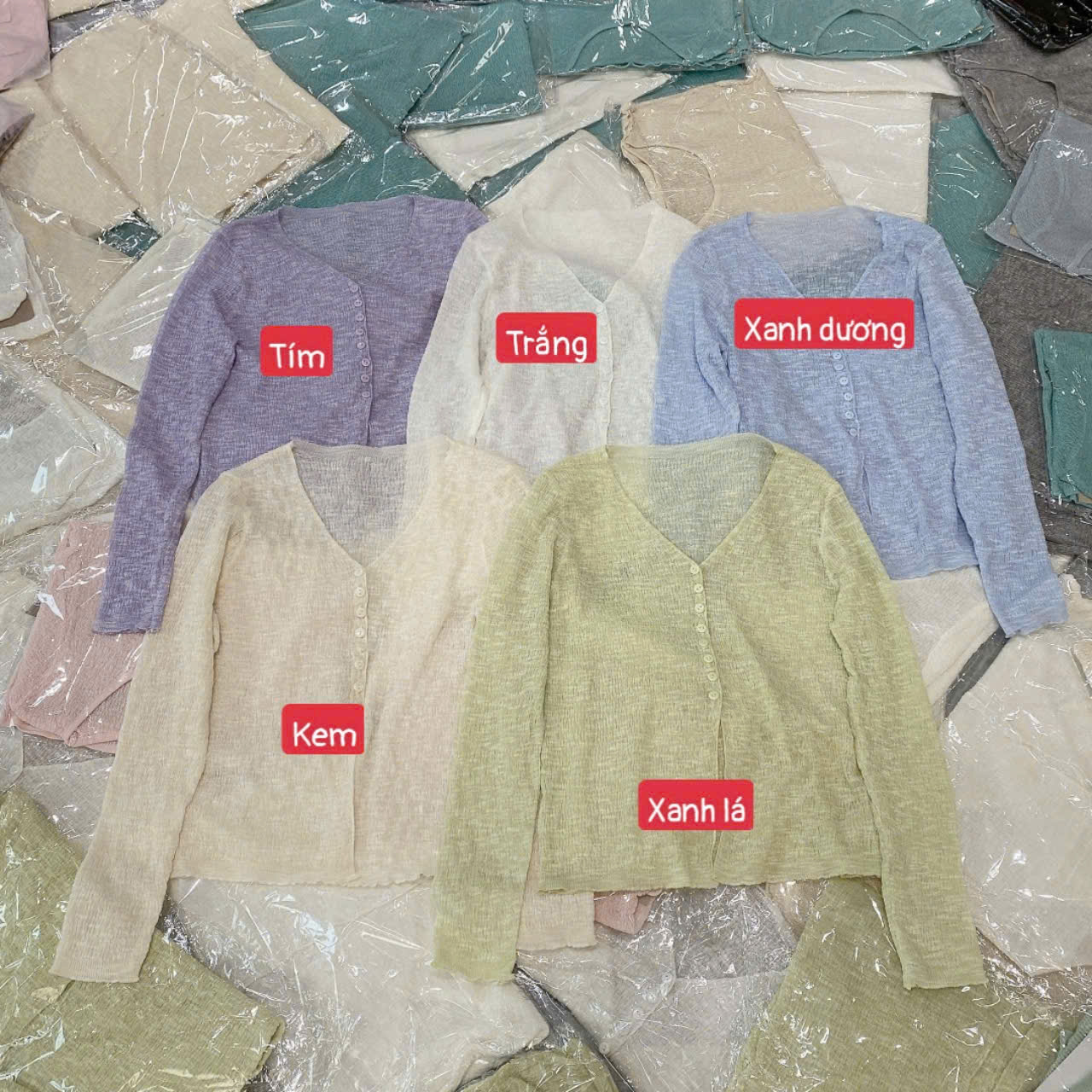 9028V# Áo len cổ V dài tay 5 màu