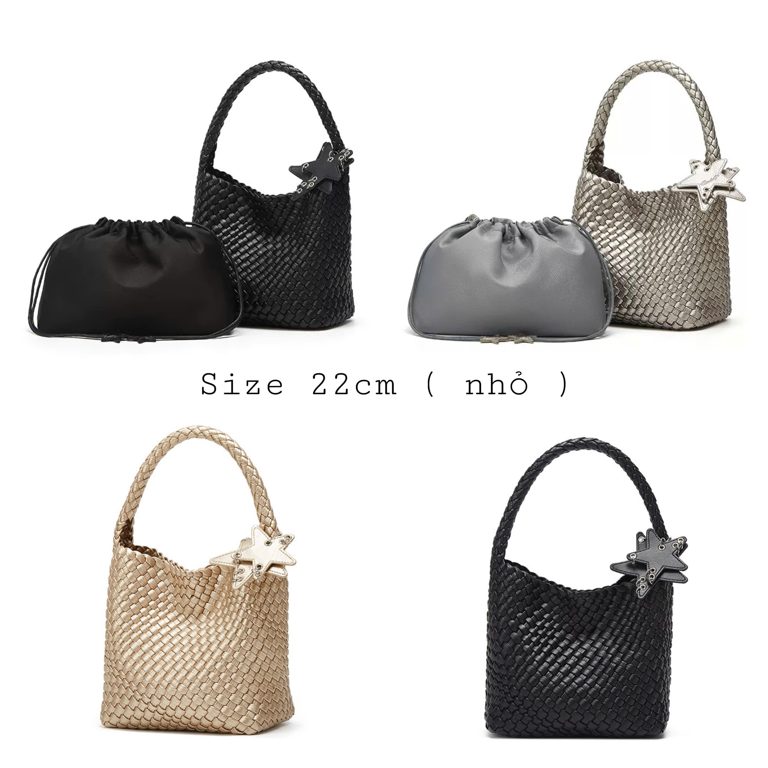 9325# Túi da đan bigsize charm sao sz bé (22cm)